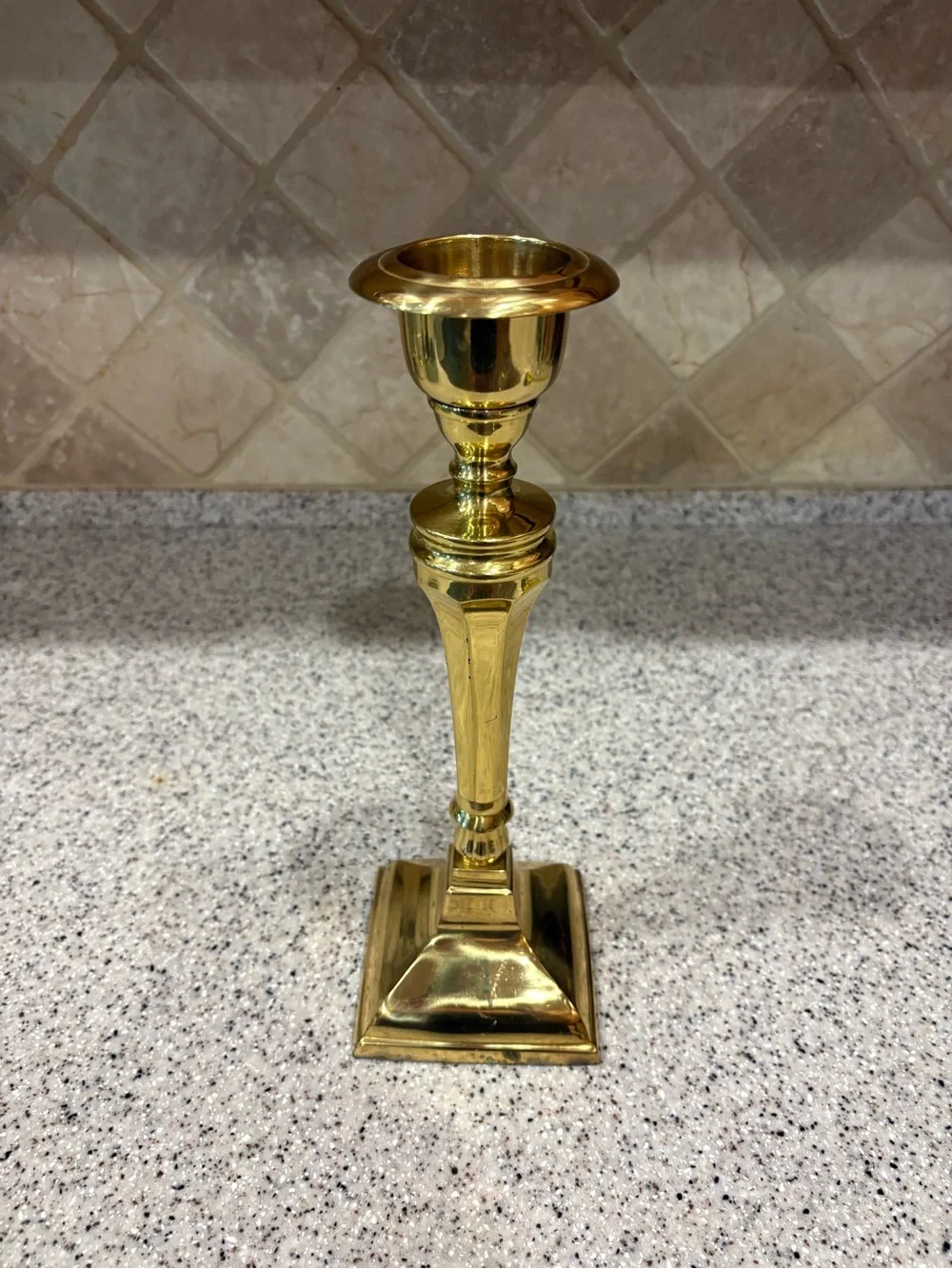 Vintage Stiffel Solid Brass Square Base Taper Candlestick Holder